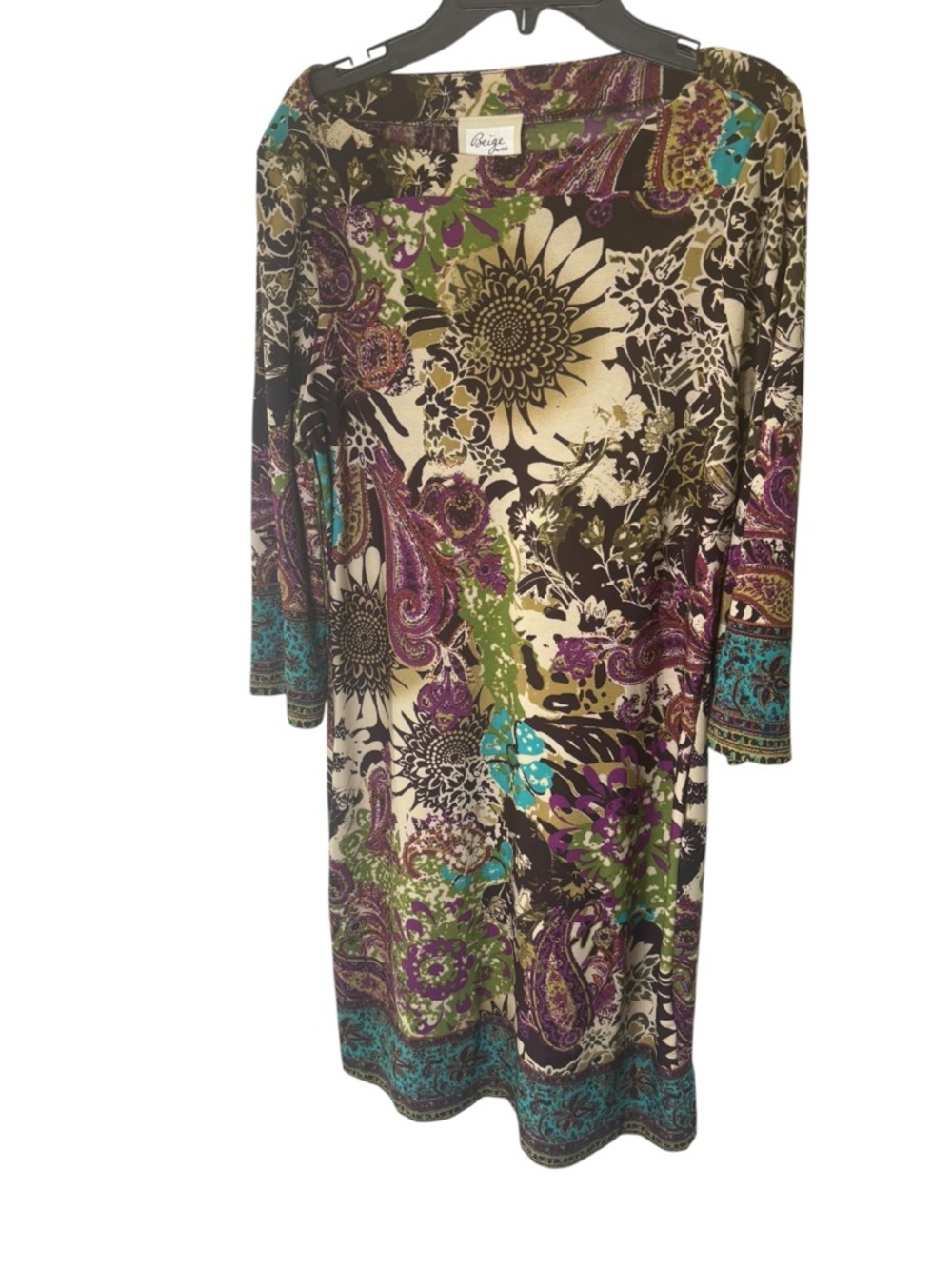 Beige by eci Floral Paisley Print Dress Purple, Green, Cream, Black Women’s 6 - Picture 3 of 9